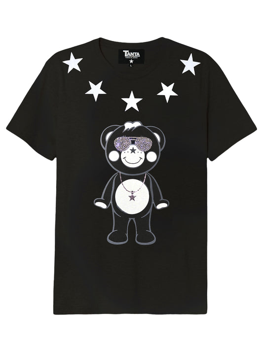 黒オールスタースワロフスキーチャッピーtシャツ